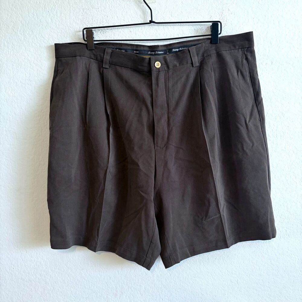 TOMMY BAHAMA Vintage 100% Silk Brown Relaxed Fit Resort Coastal Shorts Mens 40